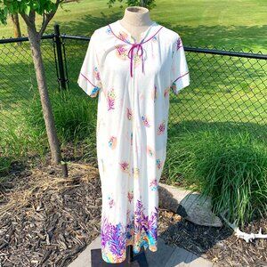 Vintage 60s 70s Housecoat Retro Peignoir Dressing Gown Mumu Kaftan